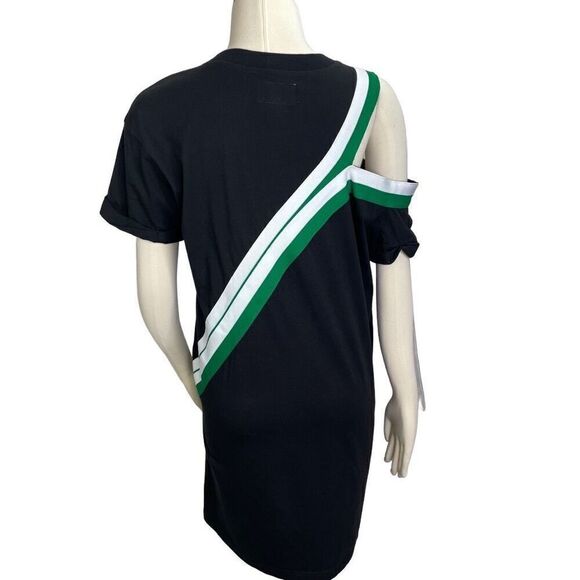 Current/Elliott Black The Silt Stripe Tee Crew Neck Cotton Shift Mini Dress - Picture 3 of 8